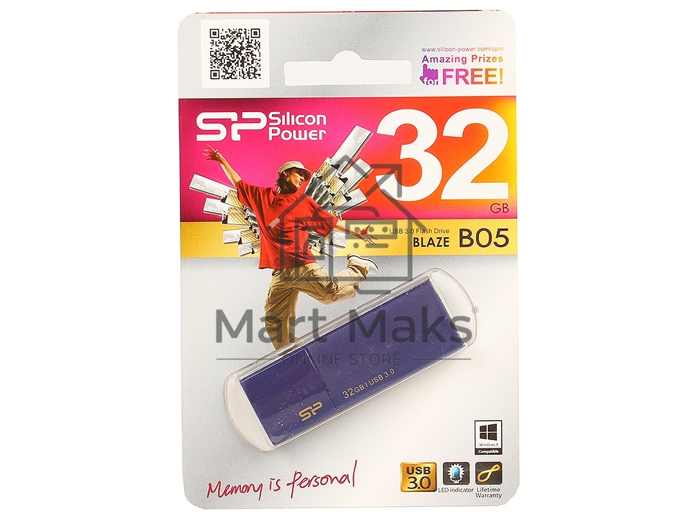 Флешка USB R/W R/W Silicon Power 32Gb Blaze B05 SP032GBUF3B05V1D USB3.0 синий