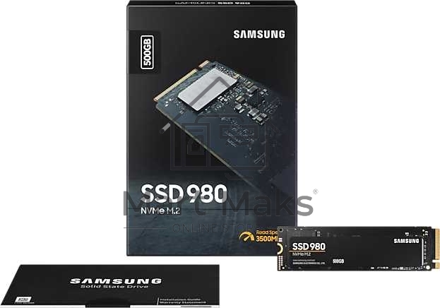 Накопитель SSD Samsung 980 MZ-V8V500BW, 500Gb, PCIe 3.0 x4, M.2 2280, NVMe, R/W 3100/2600