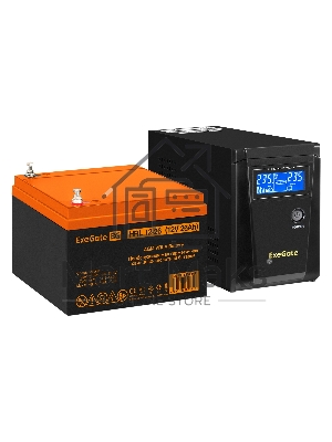 Комплект Источник бесперебойного питания EX295986RUS + батарея 26Aч EX285663RUS 1шт (инвертор, синус, для котла) ExeGate SineTower SZ-600.LCD.AVR.1SH <600VA/360W, чистый синусоида, LCD дисплей, AVR, 1*Schuko, линейно-интерактивный, Black> + батарея ExeGat