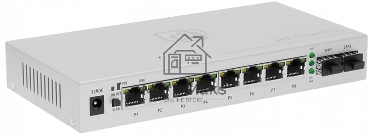 Коммутатор SNR SNR-S1908GP-2S, 1Гбит/с, количество портов 8 шт, (L2)