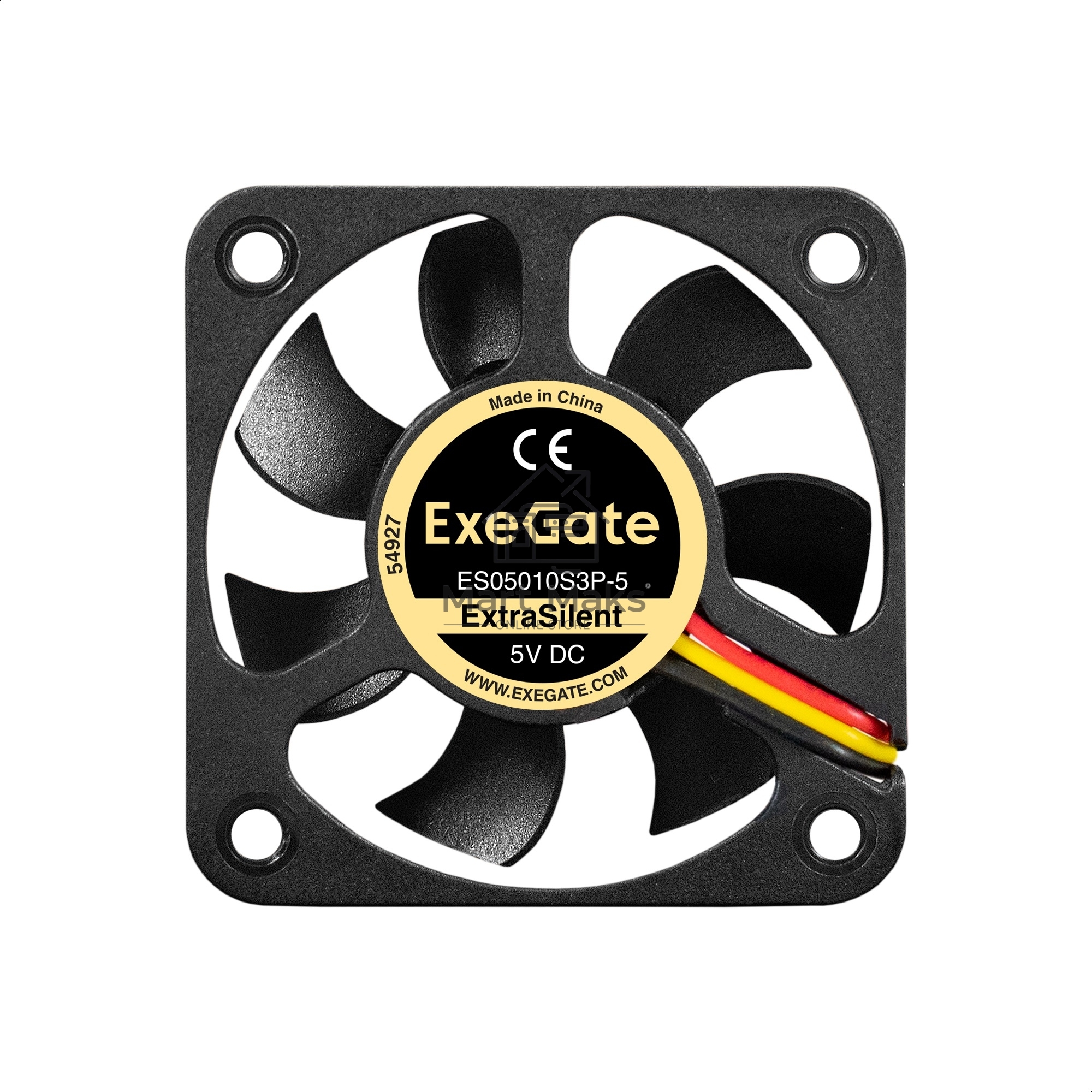 Вентилятор для корпуса ExeGate ExtraSilent ES05010S3P-5 черный, 50 мм, 5000 об/мин, 27 дБ, 3 pin