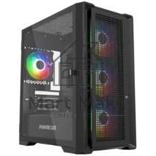 Компьютерный корпус Powercase Alisio Micro X4B V2, Tempered Glass, 4х 120мм ARGb fans, ARGb HUB, черный, mATX (CAMCXB-A4)