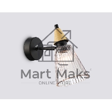 Настенный светильник Ambrella light LH58118 BK/LW/SM черный/светлое дерево/дымчатый E14 max 40W 180*110*200
