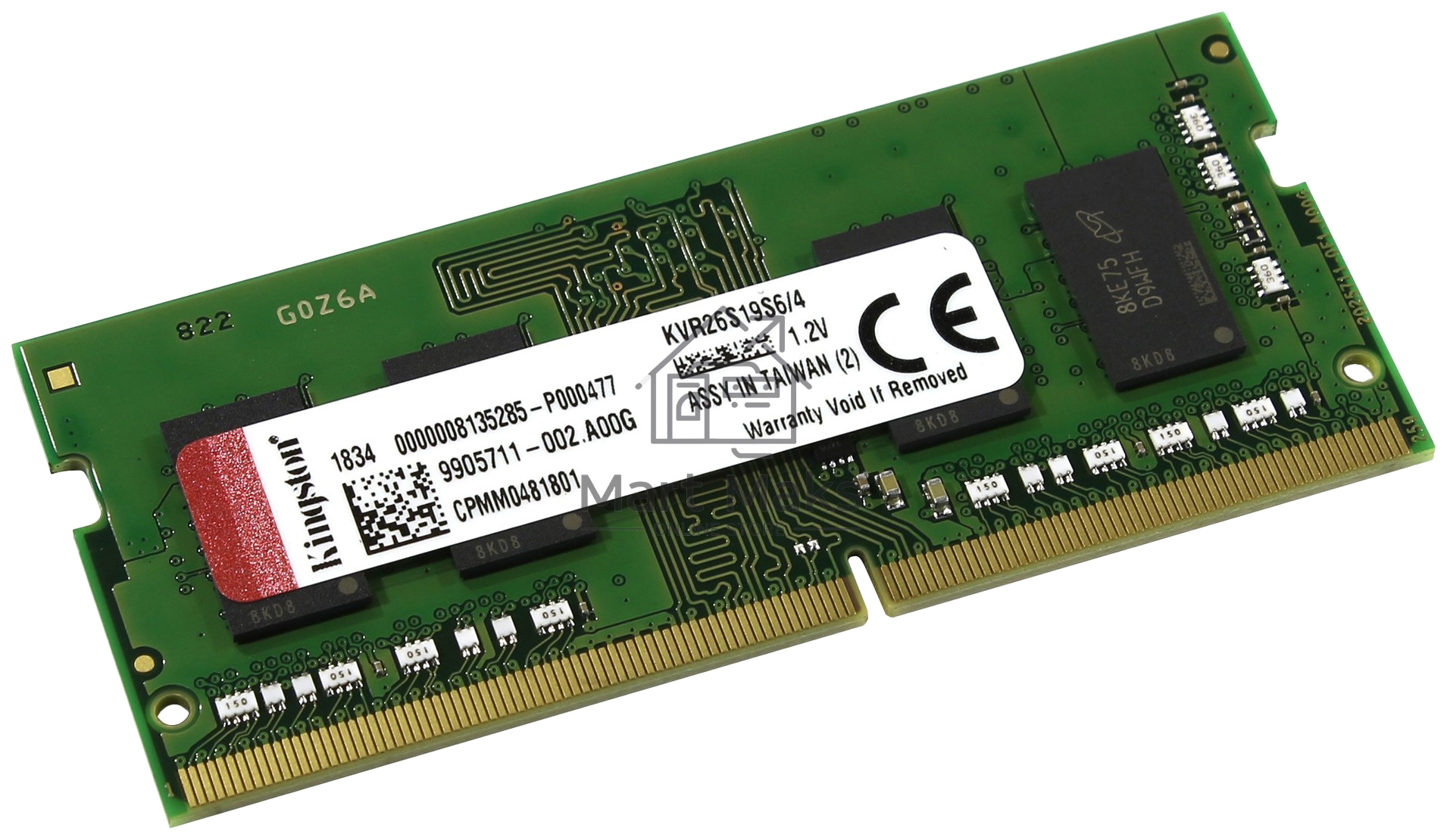 Оперативная память Kingston ValueRAM, DDR4, 4GB (1x4GB), 2666MHz, CL19, SO-DIMM
