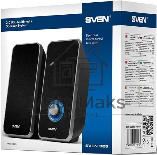 Акустическая система 2.0 SVEN 325, черный, USB, мощность 2x3 Вт(RMS) SVEN 325, черный, USB, акустическая система 2.0, мощность 2x3 Вт(RMS)