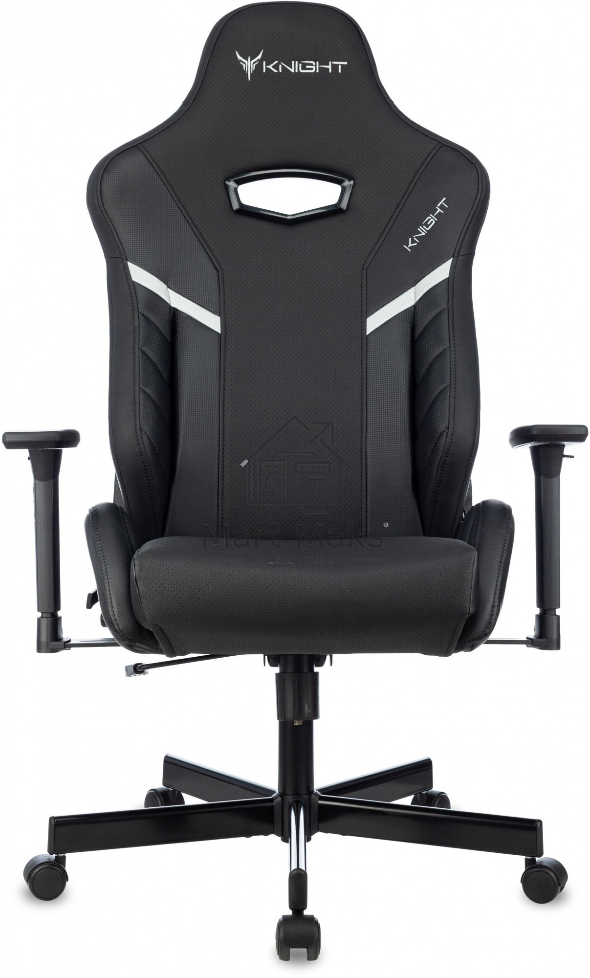 Кресло игровое Knight Thunder 5X черный эко.кожа крестов. металл