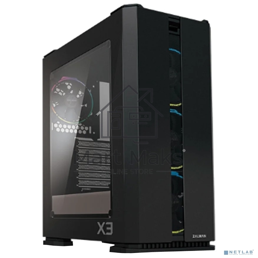 Компьютерный корпус ZALMAN X3, ATX, BLACK, WINDOW, 2x3.5