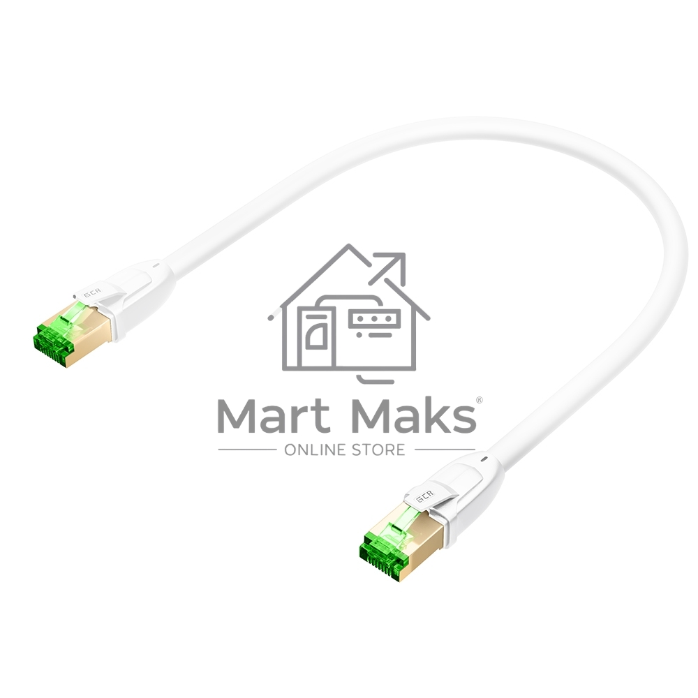 Патч-корд GCR LSZH PROF кат.8 ethernet 5.0m SF/FTP, RJ45, медь, 40 Гбит/с, 26 AWG, белый, литой, экранированные коннекторы 24K GOLD