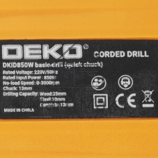 Дрель Deko DKID850W, 850 Вт, сетевая, ударная