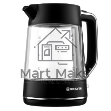 Электрочайник BRAYER BR6102 черный, 1.7 л, 2200 Вт, скрытый нагревательный элемент