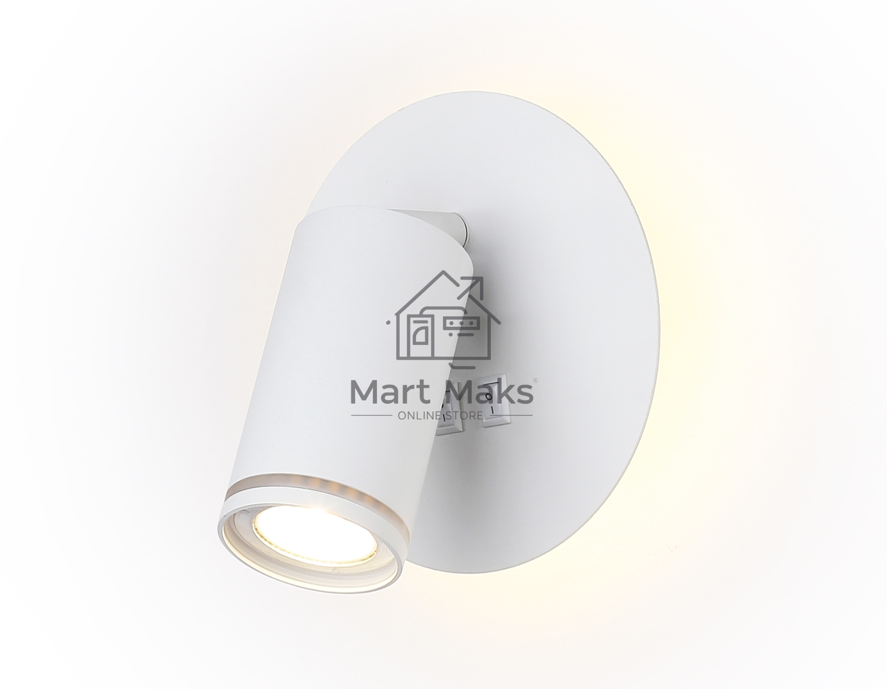 Настенный светильник с выключателем Ambrella light FW2462 WH белый GU10 max 12W+LED 4200K 7W D145*150