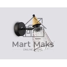 Настенный светильник Ambrella light LH58118 BK/LW/SM черный/светлое дерево/дымчатый E14 max 40W 180*110*200