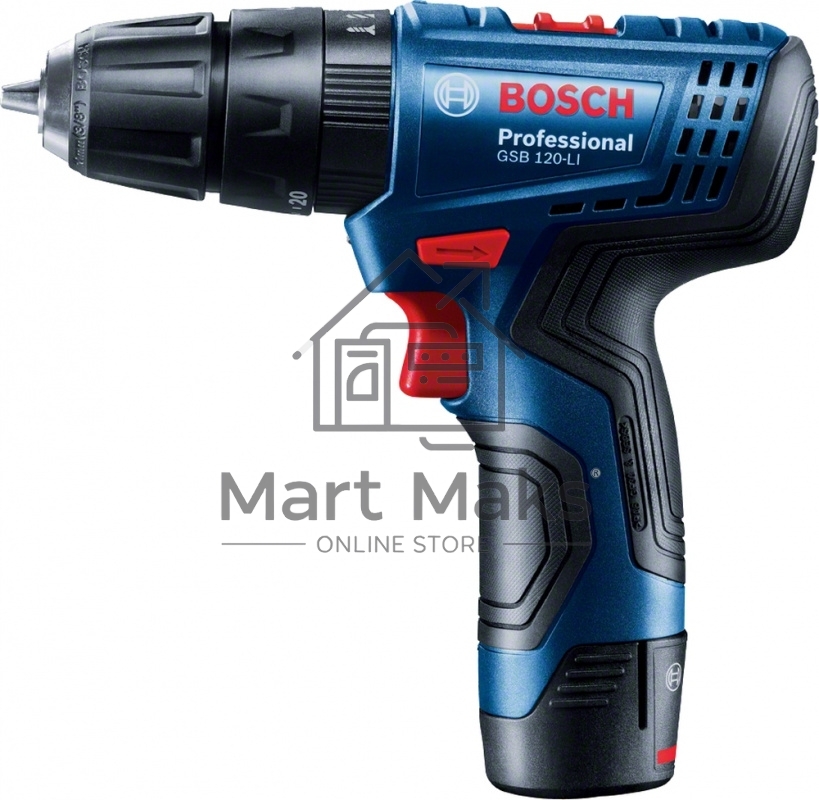 Дрель-шуруповерт Bosch GSB 120 Li, 12 В, 2 Ач, 30 Нм, щеточный