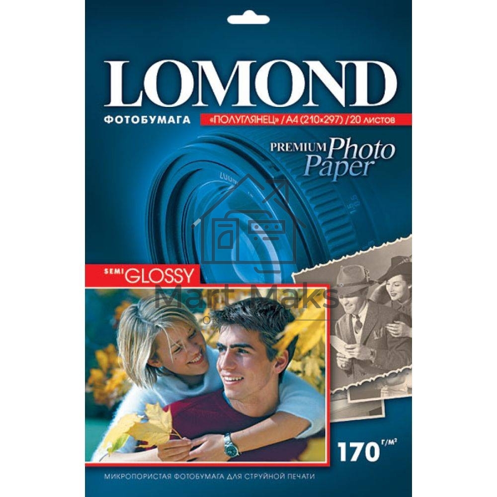 Бумага Lomond 1101305 A4/170г/м2/20л./белый полуглянцевое для струйной печати