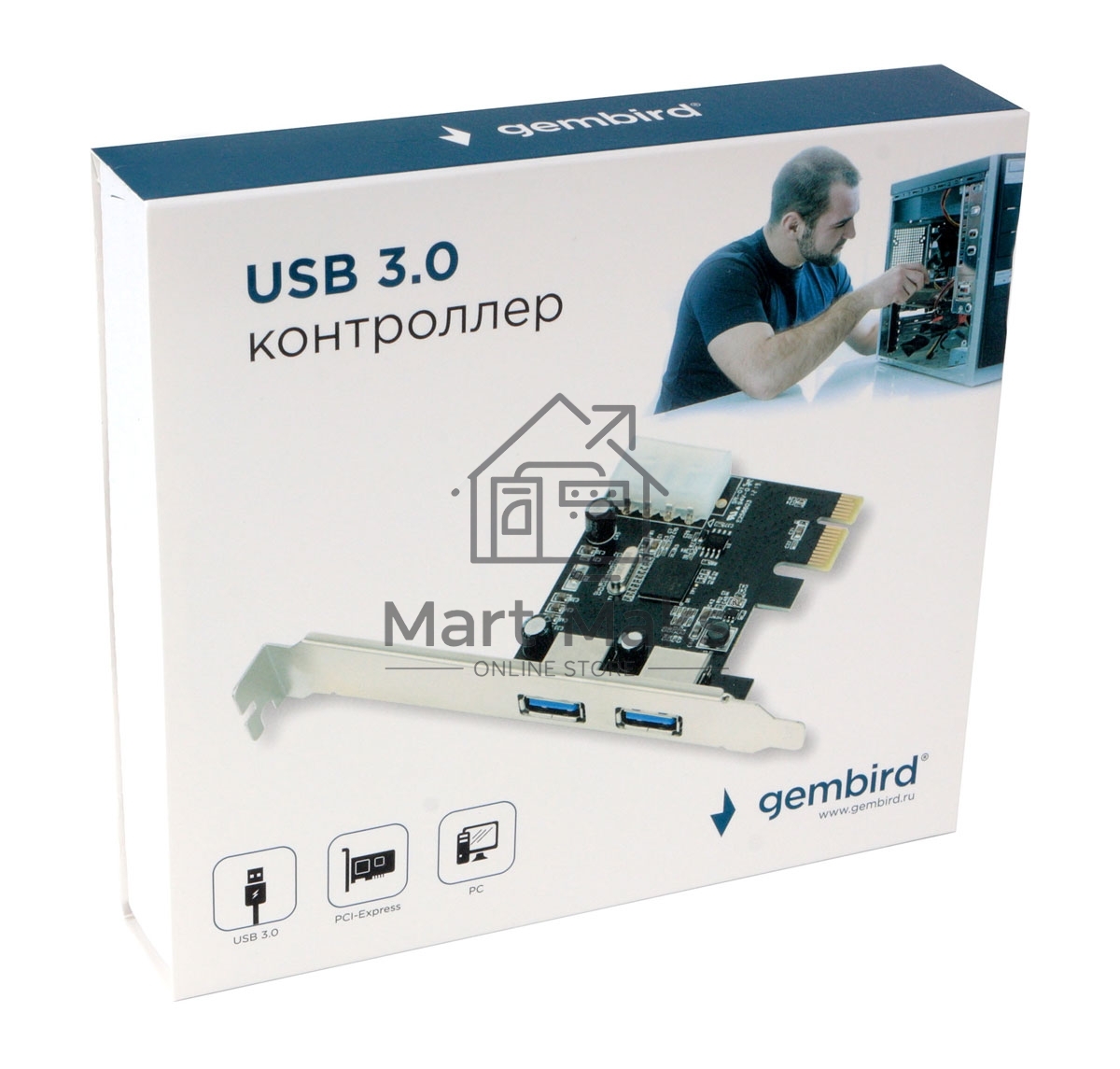 Контроллер USB Gembird SPCR-01, в PCI, порты: 2 внешн. USB 3.0