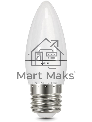 Лампа светодиодная Gauss 7Вт цок.:E27 свеча 220B 3000K св.свеч.бел.теп. (упак.:10шт) (103102107)