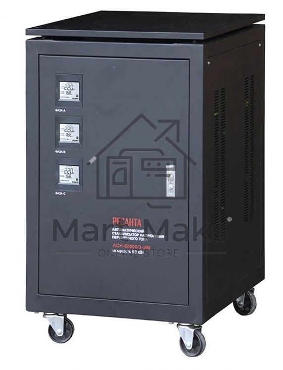 Стабилизатор напряжения Ресанта АСН-60000/3-ЭМ однофазный белый (63/4/10)