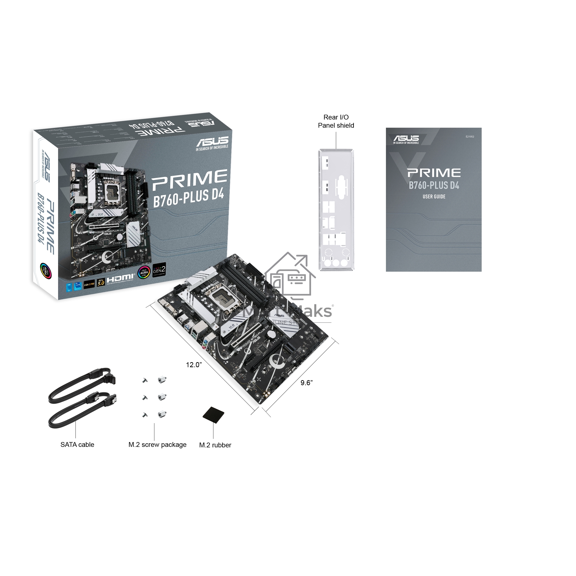 Материнская плата ASUS PRIME B760-PLUS D4, LGA 1700, Intel B760, 4xDDR4, 4xSATA, 3xM.2, 1xPCIe 4.0 x4, 1xPCIe 5.0 x16, 1xHDMI, 1xDP, 1xVGA, 1x 2.5Gb LAN, 1xUSB 3.2 Gen 2, 2xUSB-A 3.2 Gen 2, 3x3.5 мм, 7.1, ATX