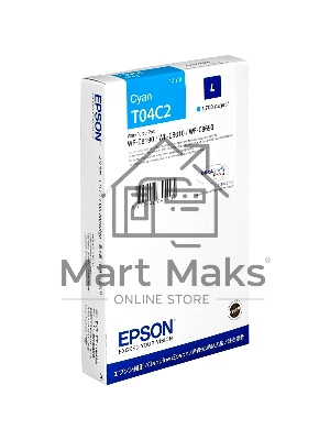 Картридж струйный Epson T04C (C13T04C240) голубой (1700 стр.) для WF-C8190DW/WF-C8690DWF