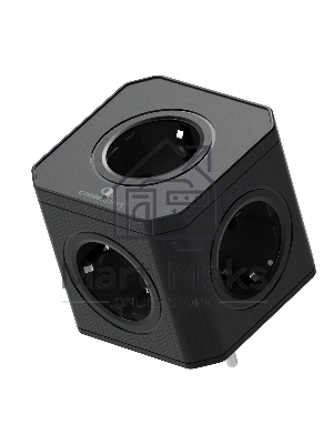 Тройник Cablexpert Tower 5р, CUBE-5-16-B, 16А, заземл, черный, коробка