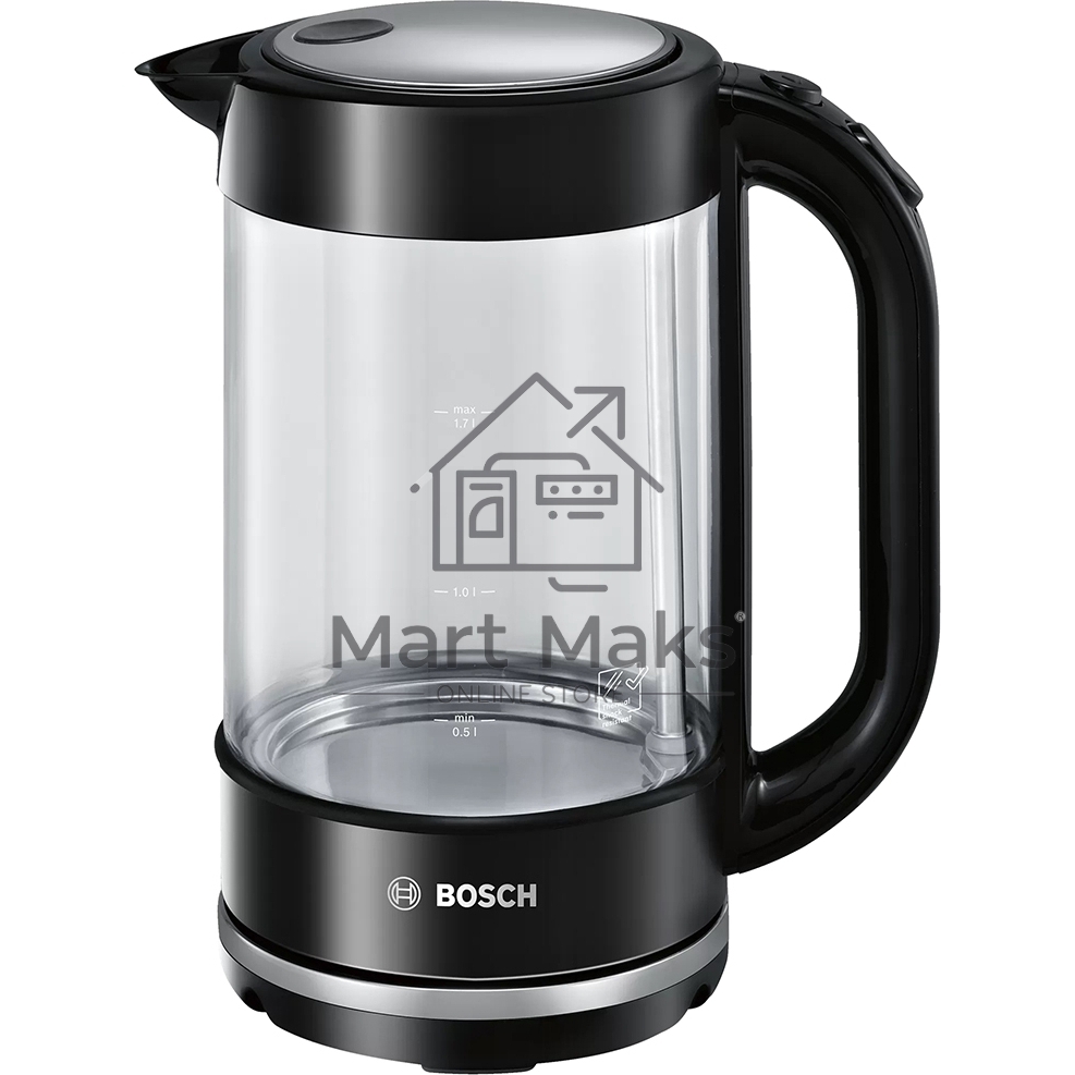 Чайник электрический Bosch TWK70B03 1.7л. 2400Вт черный (корпус: стекло)