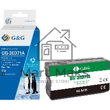 Картридж струйный G&G GG-3ED71A 712 черный (80мл) для HP DesignJet T650/T630/T250/T230/T210/Studio Plotter Printers