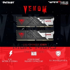 Оперативная память Patriot Viper Venom, DDR5, 16GB (2x8GB), 5600MHz, CL40, DIMM, с радиатором, черный