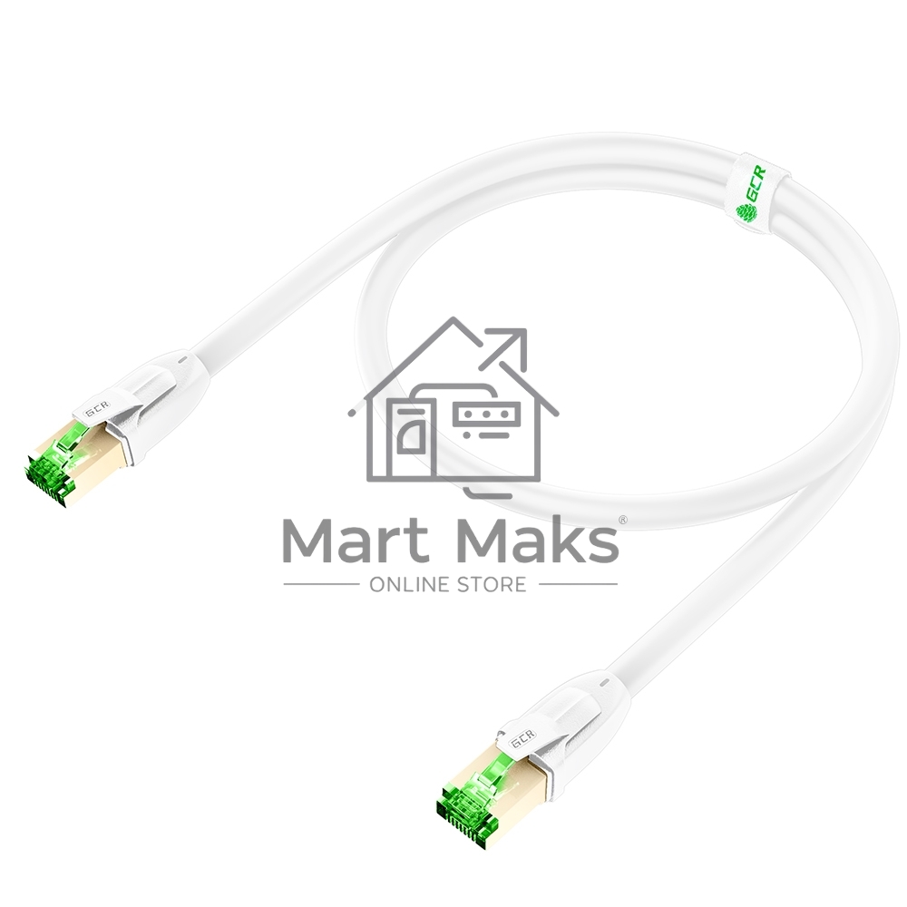 Патч-корд GCR LSZH PROF кат.8 ethernet 5.0m SF/FTP, RJ45, медь, 40 Гбит/с, 26 AWG, белый, литой, экранированные коннекторы 24K GOLD