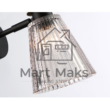 Настенный светильник Ambrella light LH58118 BK/LW/SM черный/светлое дерево/дымчатый E14 max 40W 180*110*200