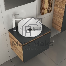 Комплект для ванной, 4 предмета (тумба Bau 60, графит + раковина BAU Dream D41 + смеситель Hotel Still, выпуск клик-клак, черный)