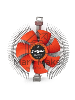 Кулер для процессора ExeGate EE80-PWM серебристый/красный, 90 мм, алюминий, 2400 об/мин, 24 дБ, 4 pin, 65 Вт, 50 мм