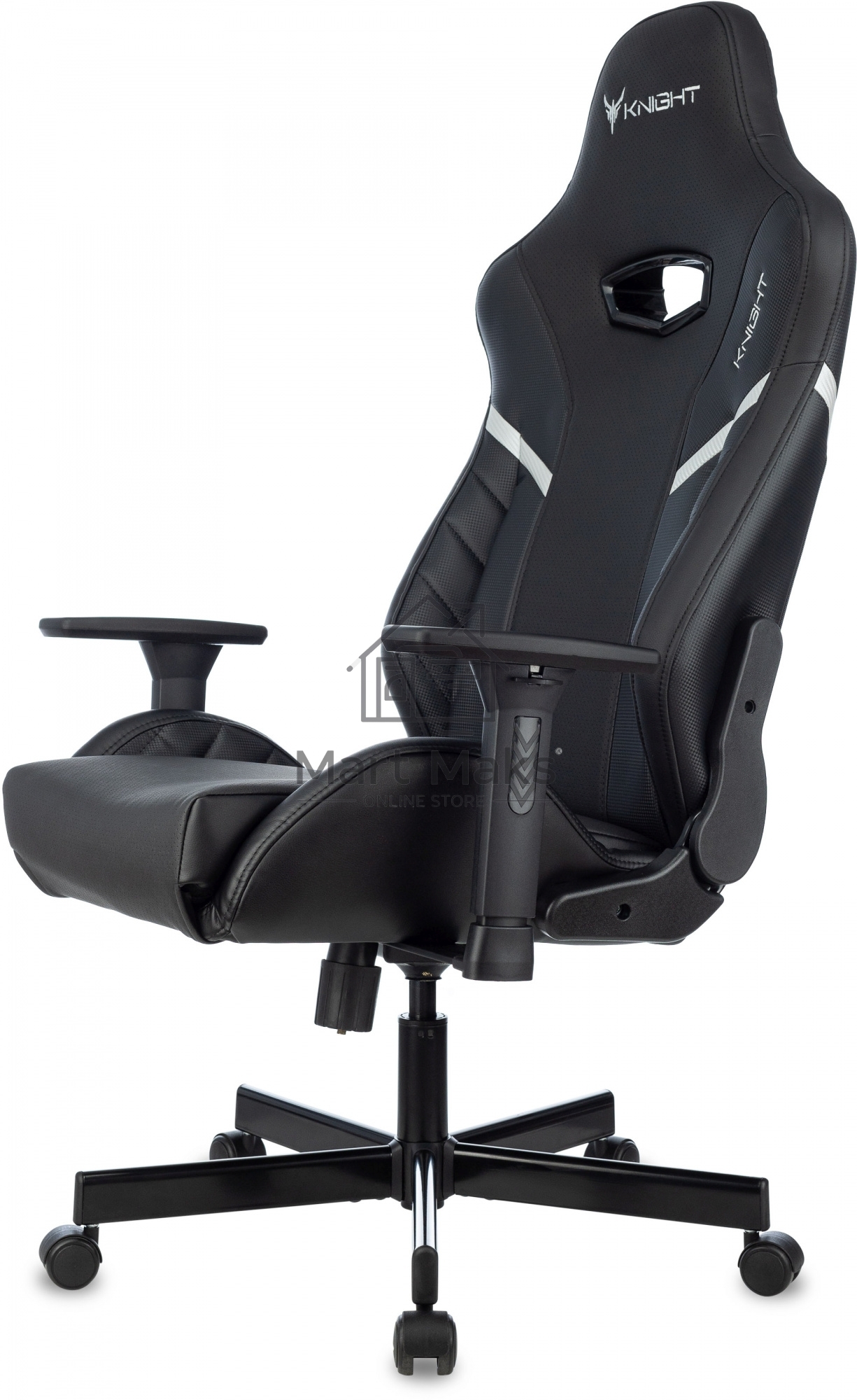 Кресло игровое Knight Thunder 5X черный эко.кожа крестов. металл
