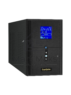 Источник бесперебойного питания (инвертор, синус, для котла) ExeGate SineTower SN-2000.LCD.AVR.3SH.1C13.RJ.USB 2000VA/1600W, чистая синусоида, LCD дисплей, AVR, 3*Schuko+1*C13, RJ45/11, USB, линейно-интерактивный, черный