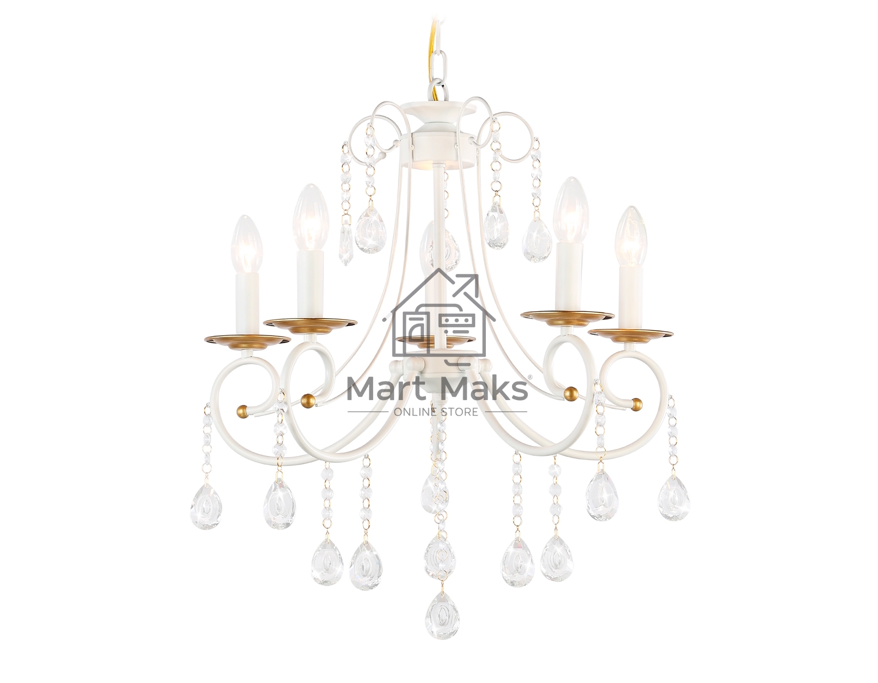 Светильник Ambrella light TR4916/5 WH/GD белый/золото E14/5 max 40W D550*860