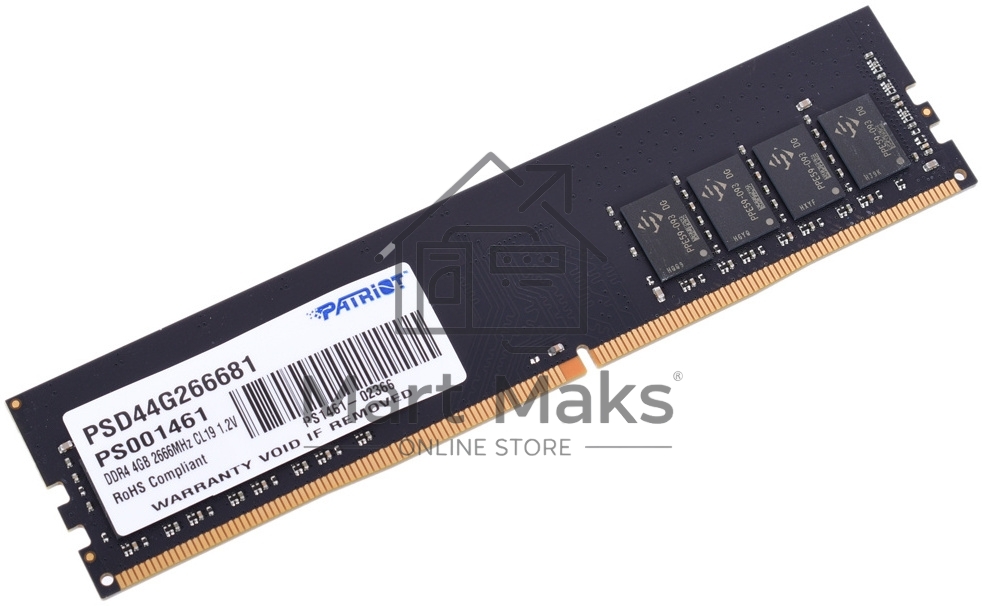 Оперативная память Patriot Signature, DDR4, 4GB (1x4 GB), 2666 MHz, CL19, DIMM