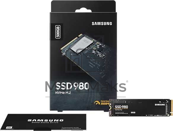 Накопитель SSD Samsung 980 MZ-V8V500BW, 500Gb, PCIe 3.0 x4, M.2 2280, NVMe, R/W 3100/2600