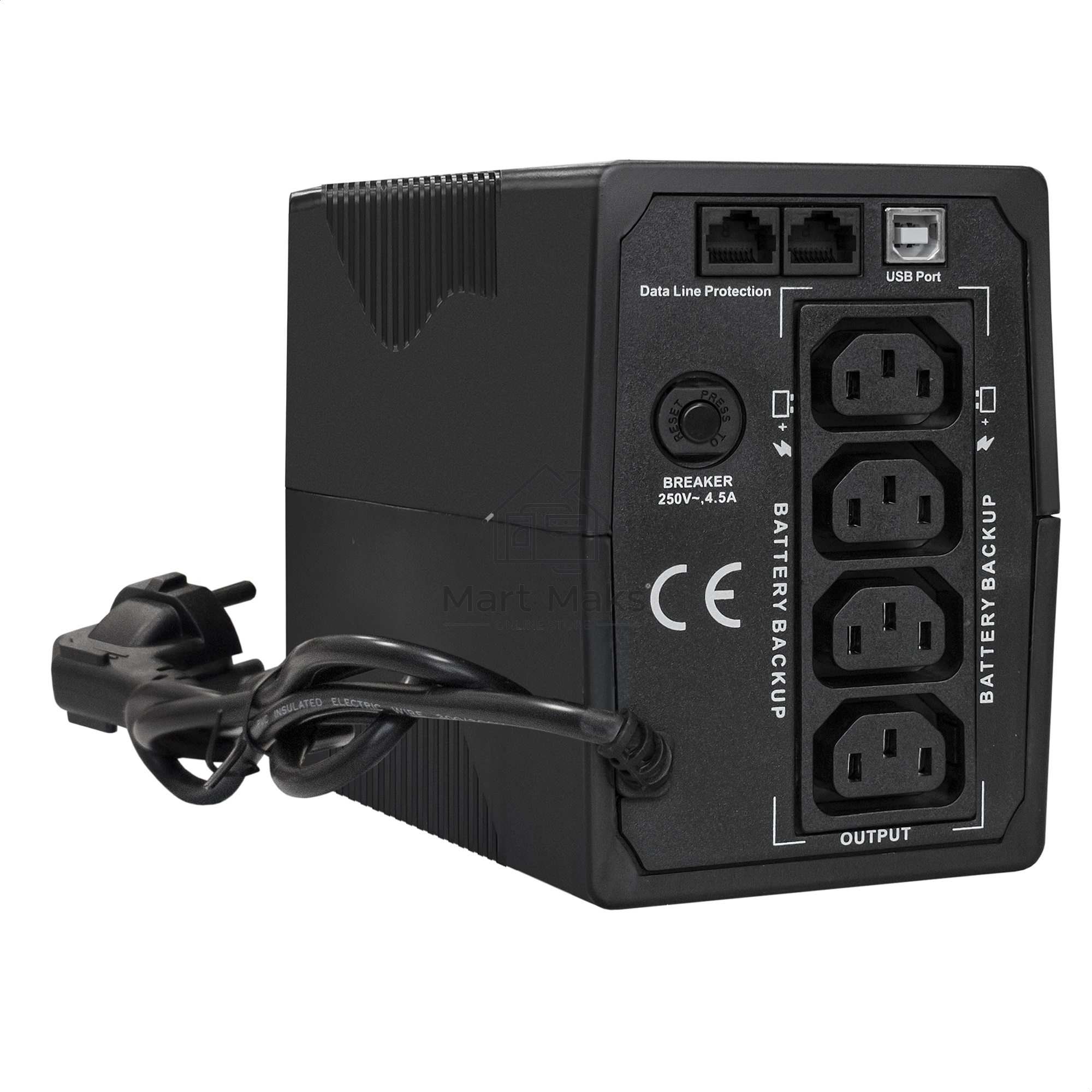 Источник бесперебойного питания ExeGate Power Back BNB-1000.LED.AVR.4C13.RJ.USB <1000VA/550W, LED, AVR, 4*C13, RJ45/11,USB, Black>