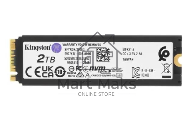 Накопитель SSD Kingston Fury Renegade, 2Tb, PCIe 4.0 x4, M.2 2280, NVMe, R/W 7300/7000