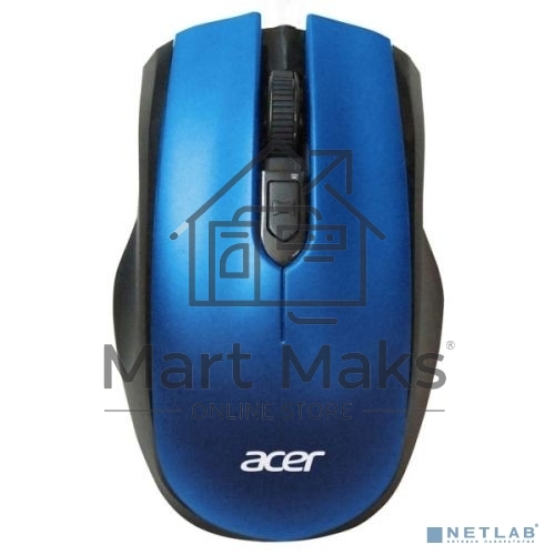 Мышь беспроводная Acer OMR031 черный/синий, 1600 dpi, радиоканал, USB, кнопки - 4