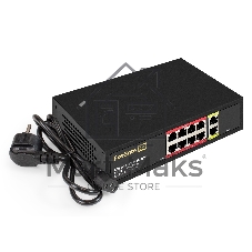 Коммутатор ExeGate EDES-1010D.8PoE-96W, 8×100 Мбит/с PoE + 2×100 Мбит/с, неуправляемый