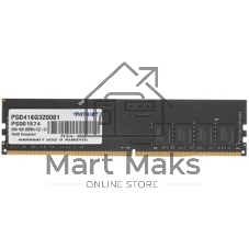 Оперативная память Patriot Signature, DDR4, 16GB (1x16 GB), 3200 MHz, CL22, DIMM