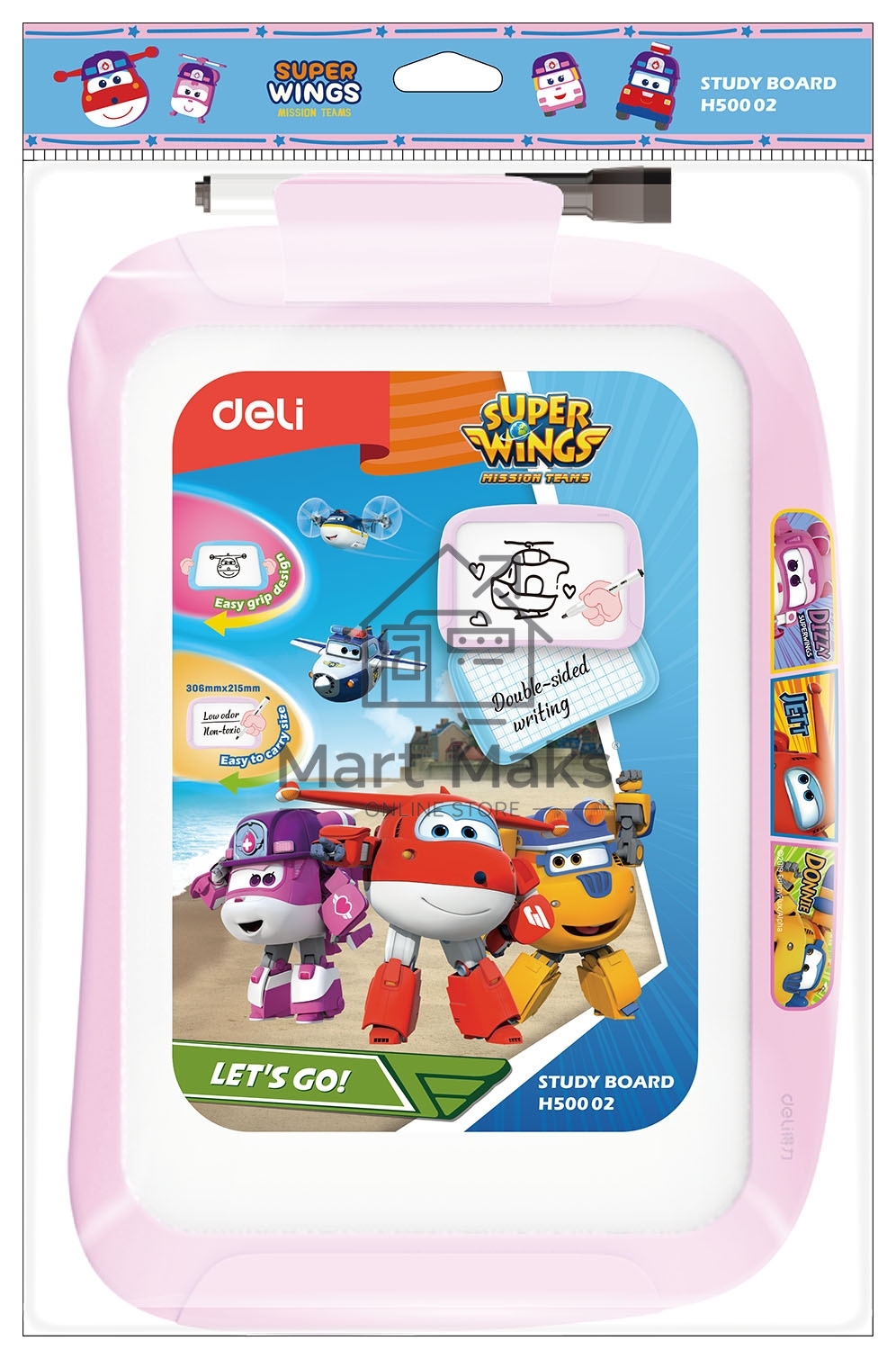 Доска магнитно-маркерная Deli EH50002 Super Wings магнитно-маркерная, лак, синий 20.5x28.6см пластик рама