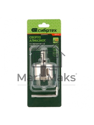 Сверло по керамической плитке и стеклу Сибртех, 38 х 55 мм, 6 гр.хв-к, с центр. сверлом
