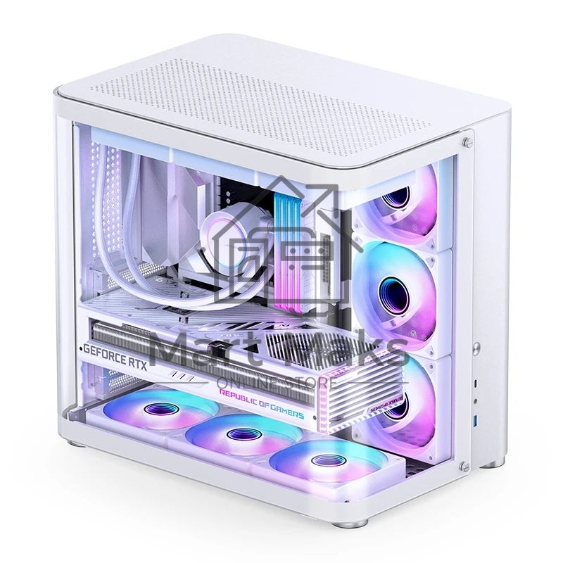 Компьютерный корпус без блока питания JONSBO TK-2, Midi-Tower, TG, no fans, 1xUSB-A 3.2 + 1xUSB-C 3.2, ATX, mATX, mITX White