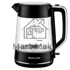 Электрочайник BRAYER BR6102 черный, 1.7 л, 2200 Вт, скрытый нагревательный элемент