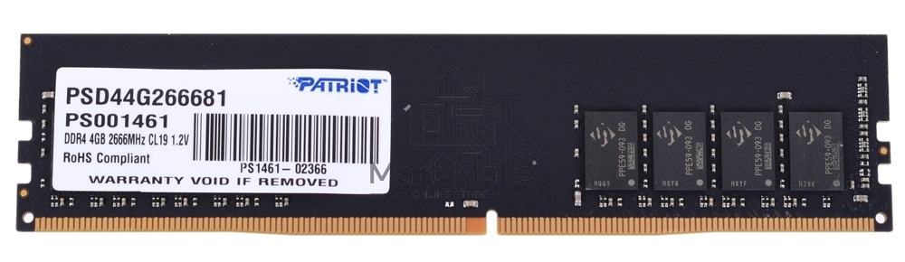 Оперативная память Patriot Signature, DDR4, 4GB (1x4 GB), 2666 MHz, CL19, DIMM