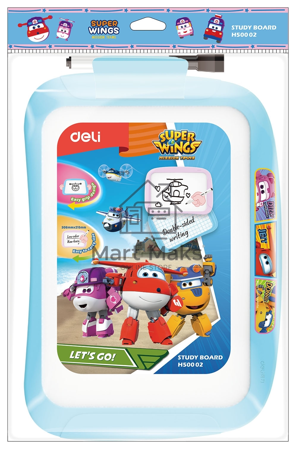 Доска магнитно-маркерная Deli EH50002 Super Wings магнитно-маркерная, лак, синий 20.5x28.6см пластик рама