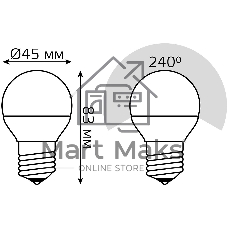 Лампа cветодиодная Gauss Elementary Шар 6W 3000K E27 (3 лампы в упаковке) LED 1/40