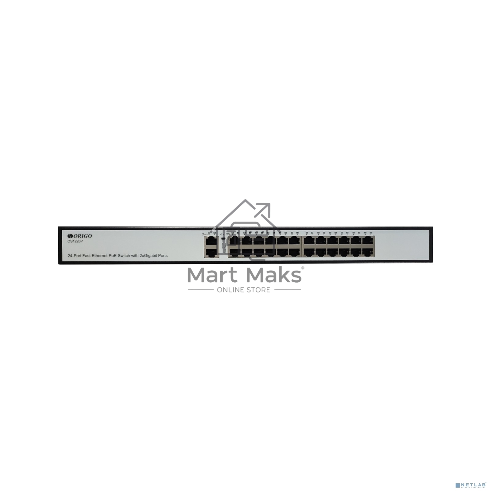 Неуправляемый PoE-коммутатор ORIGO OS1226P/285W/A1A 24x100Base-TX PoE+, 2x1000Base-T, PoE-бюджет 285 Вт, корпус металл