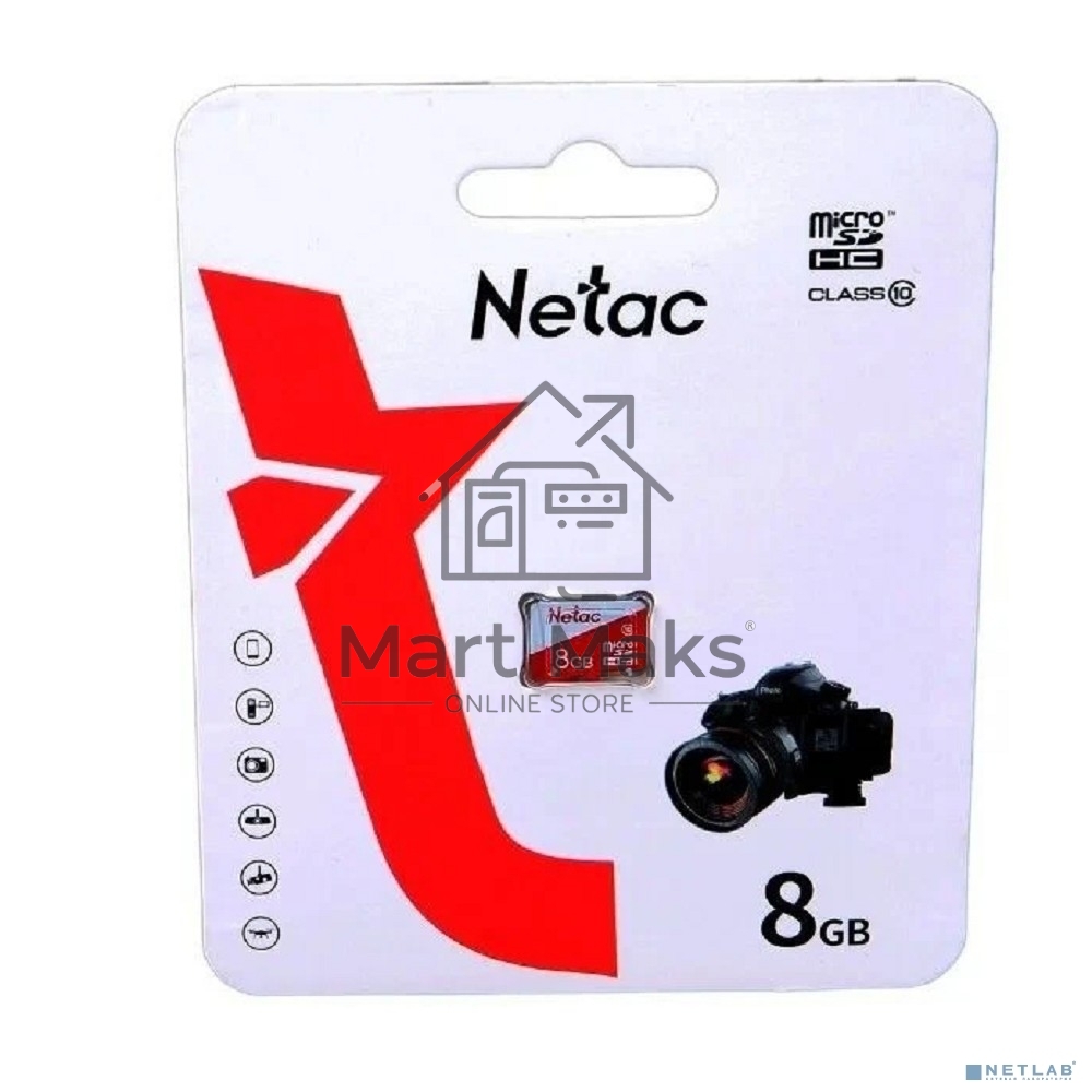 Карта памяти Netac P500 ECO MicroSDHC 8GB C10 NT02P500ECO-008G-S